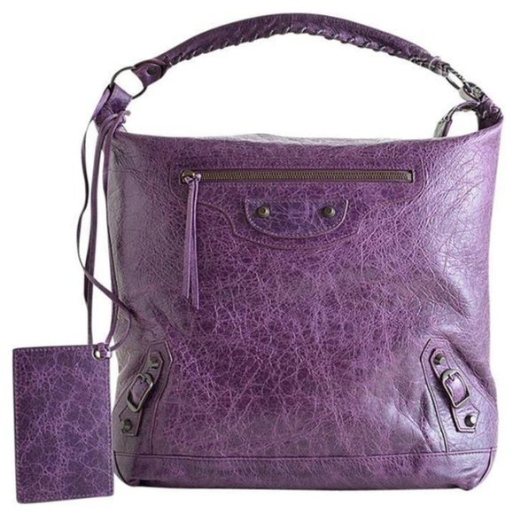 Balenciaga Handbags - BALENCIAGA RDC6040 RAISIN PURPLE GRAPE LEATHER HOB